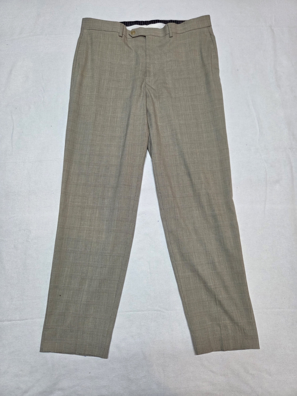 Ralph Lauren Beige Plaid Dress Pants with White Lining 34x29